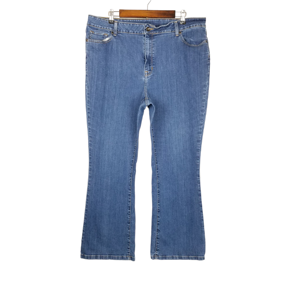 LL Bean Womens Jeans Size 18W Blue Bootcut Classic Fit High Rise Stretch